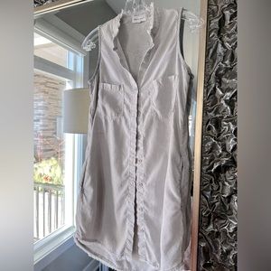 Bella Dahl XS women’s gray sleeveless shirt dress with pockets
